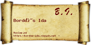 Bordás Ida névjegykártya